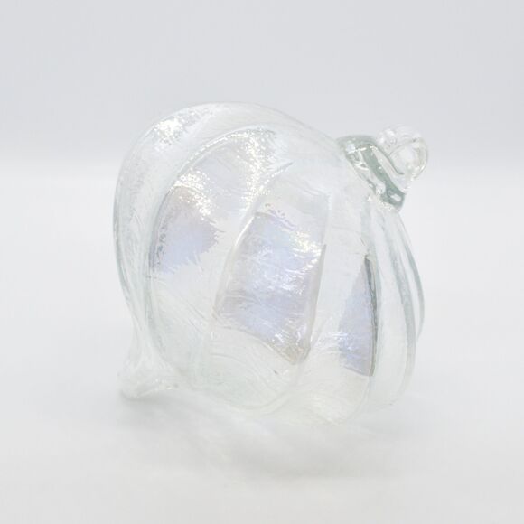 2 Sisters Artisan Glass 4" Iridescent Clear Onion or Top  Blown Glass Ornament - Picture 3 of 6